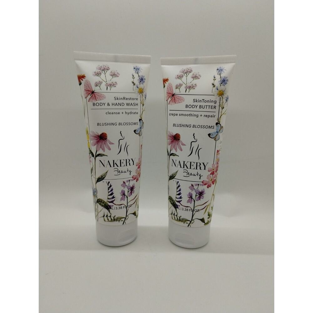 Nakery Beauty Set Body Wash + SkinToning Body Butter Blushing Blossoms 3.38 oz